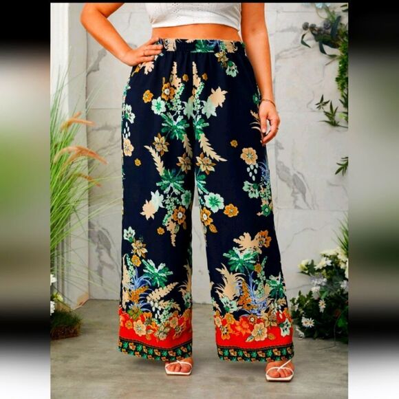 Floral Wide-Leg Pants - Picture 1 of 4